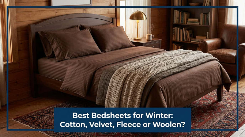 Chocolate brown bedsheet on a bed in a warm winter bedroom