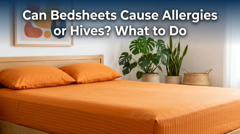 Orange cotton bedsheet and pillow covers on a bed