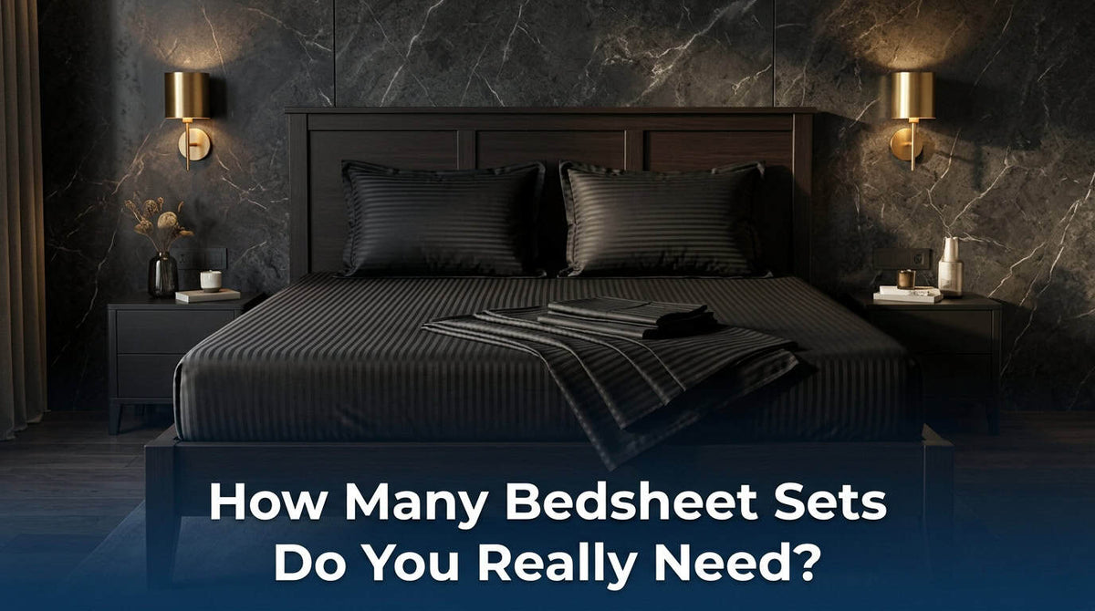 Black bedsheet set with pillow covers on a bed