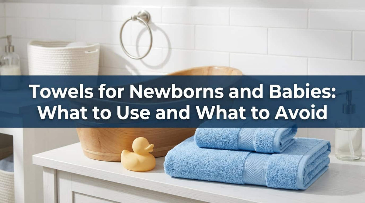 Soft blue towels beside a baby bath