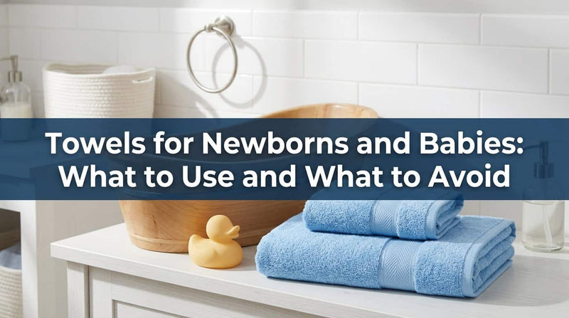 Soft blue towels beside a baby bath