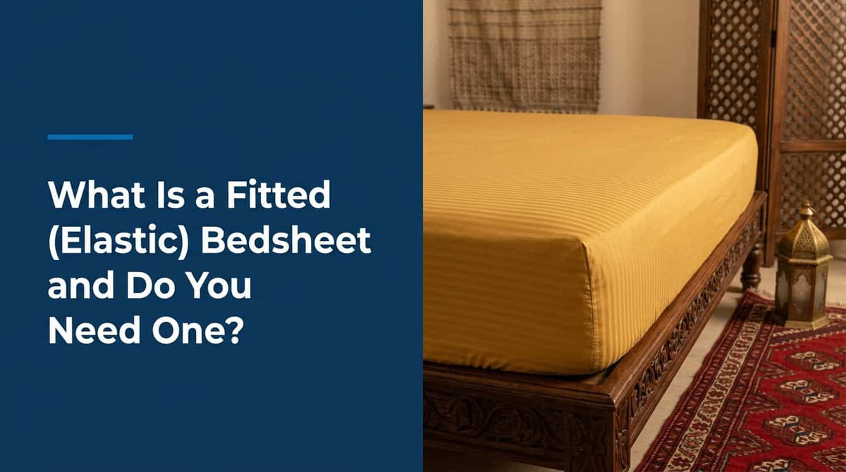 Mustard fitted elastic bedsheet wrapped around a mattress