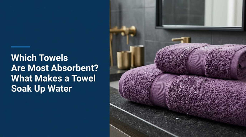 Folded purple cotton towels with thick, absorbent loops